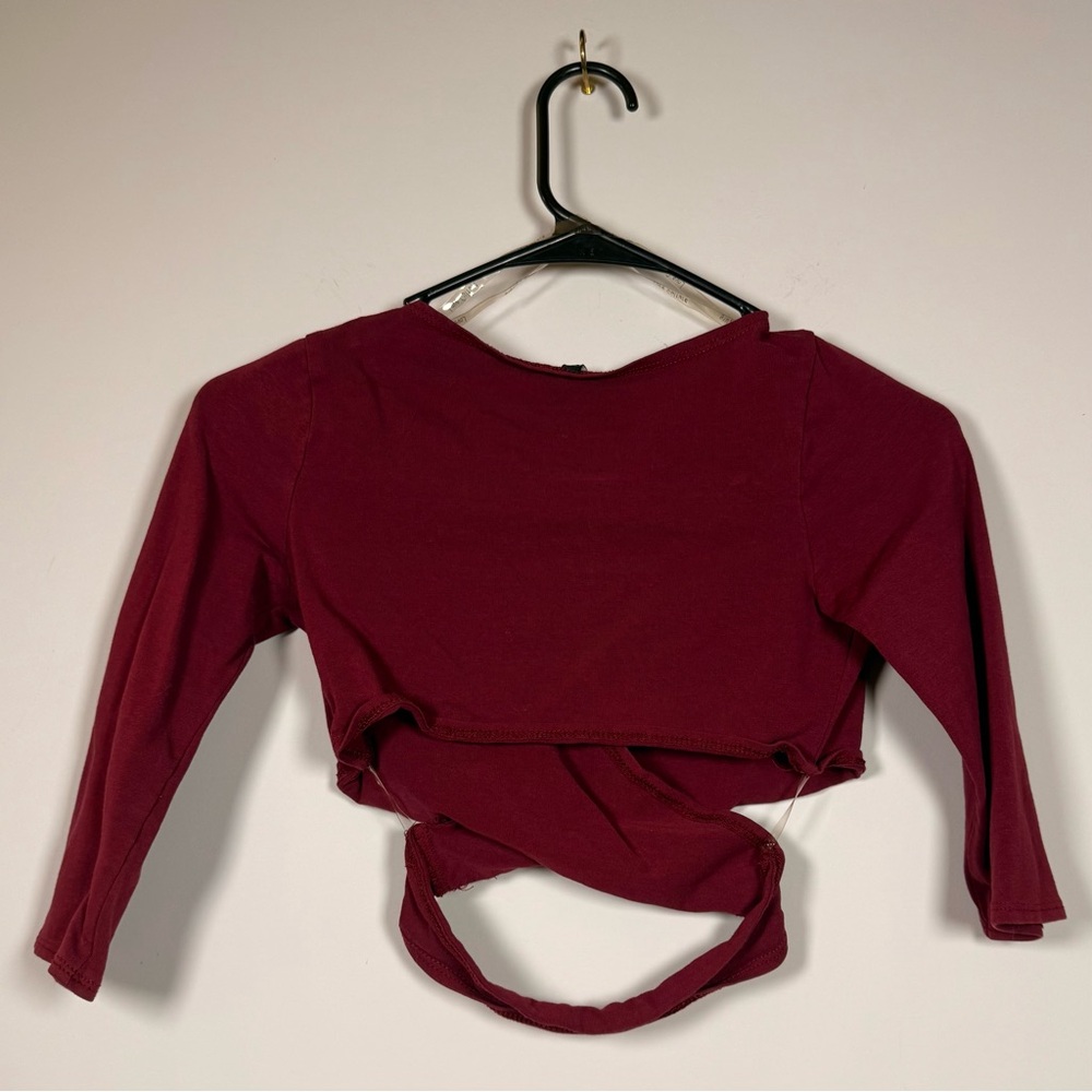 Love Culture Burgundy Wrap Crop Top - Picture 2 of 10